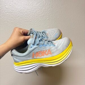 Hoka One One Bondi 8 Womens 8B Shoes Blue Running Sneaker